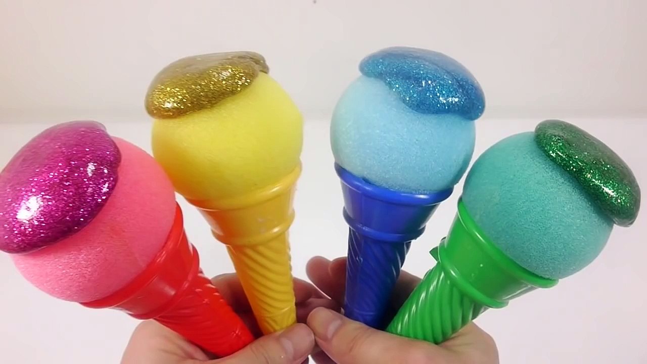 How To Make Colors Glitter Ice Cream Toys Slime Recipe DIY 슈팅 아이스크림 반짝��