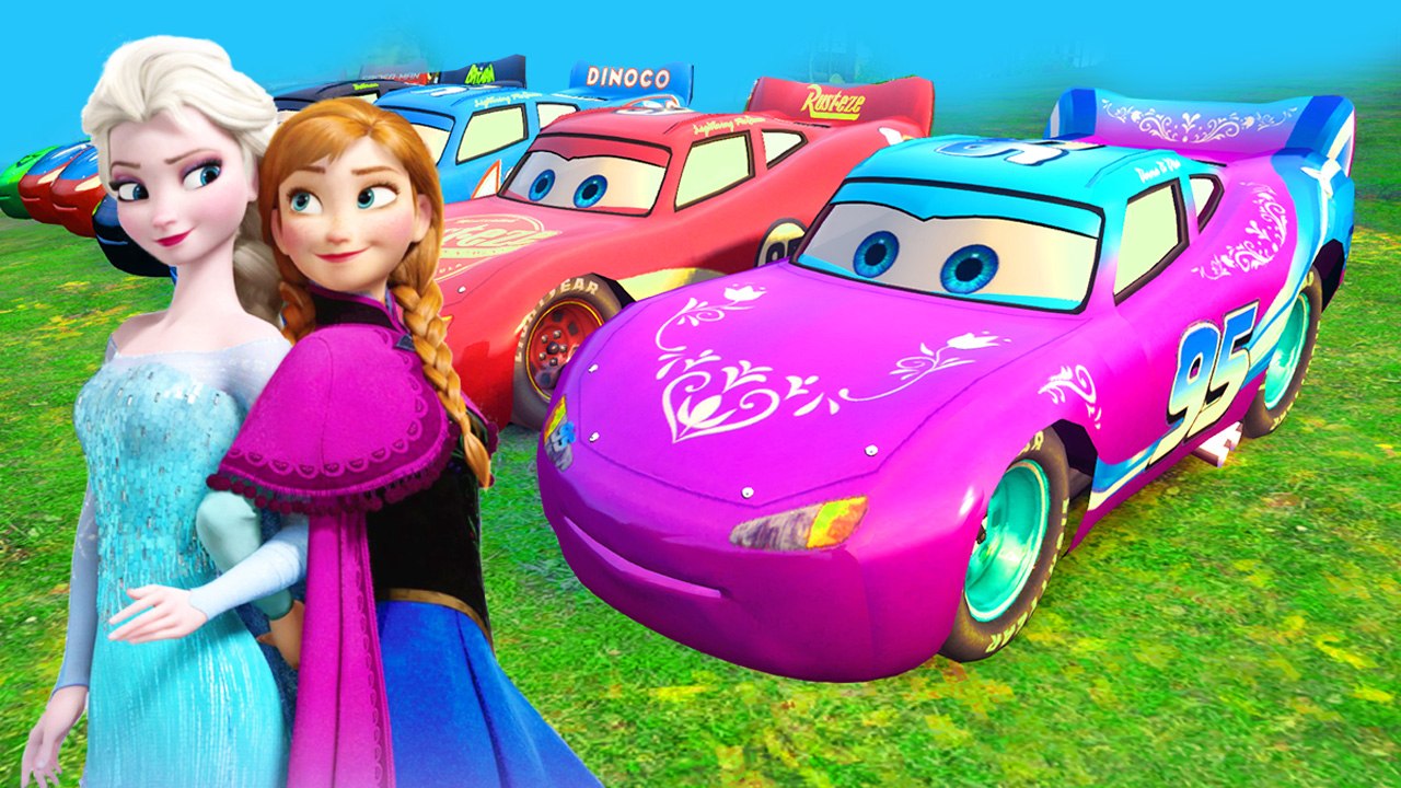 #Frozen Anna & Elsa #McQueen Playtime McQueen Lightning Cars - Music Songs For Children & Kids Video