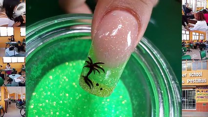 uñas escultural diseños con palmera pintadas a mano SIN LIMAR