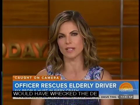 Car Crash Explosion Fire at Gas Station Caught on Tape Police Rescue