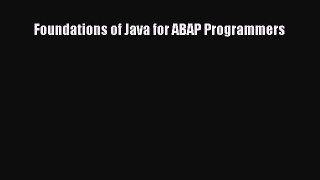 Read Foundations of Java for ABAP Programmers Ebook Free