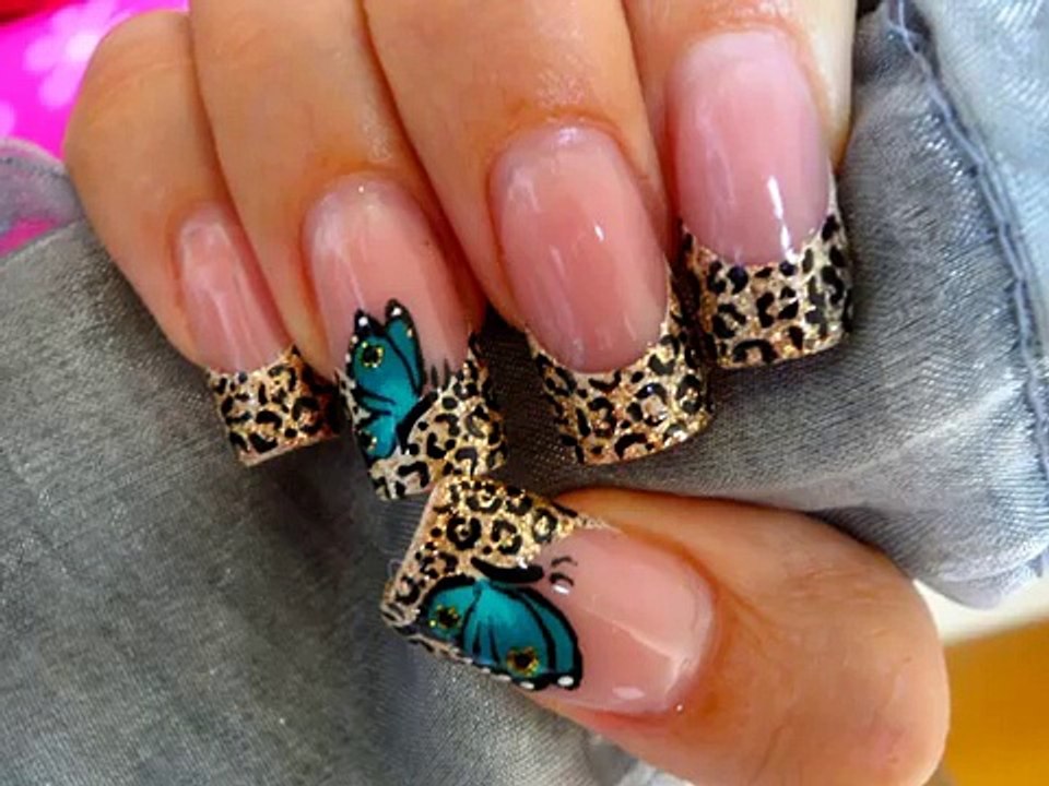 Uñas decoradas Mariposas animal print - Animal print butterflies Nails Design