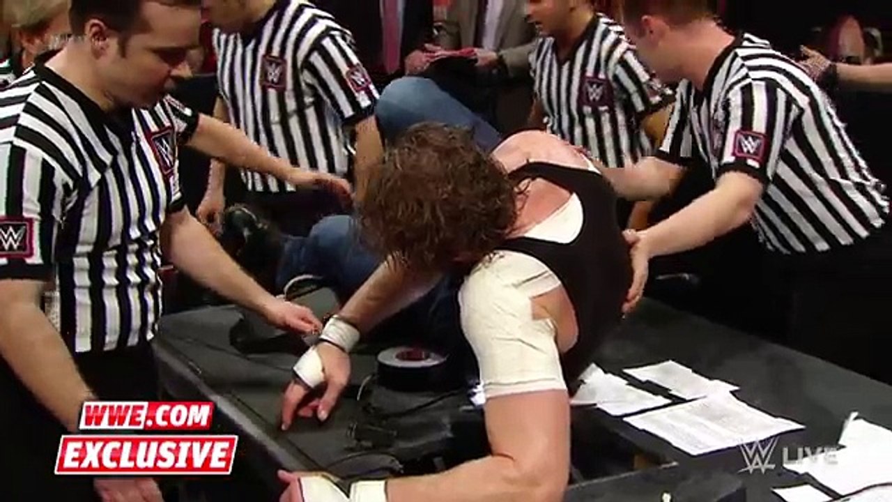 Dean Ambrose gets helped backstage- February 29, 2016
