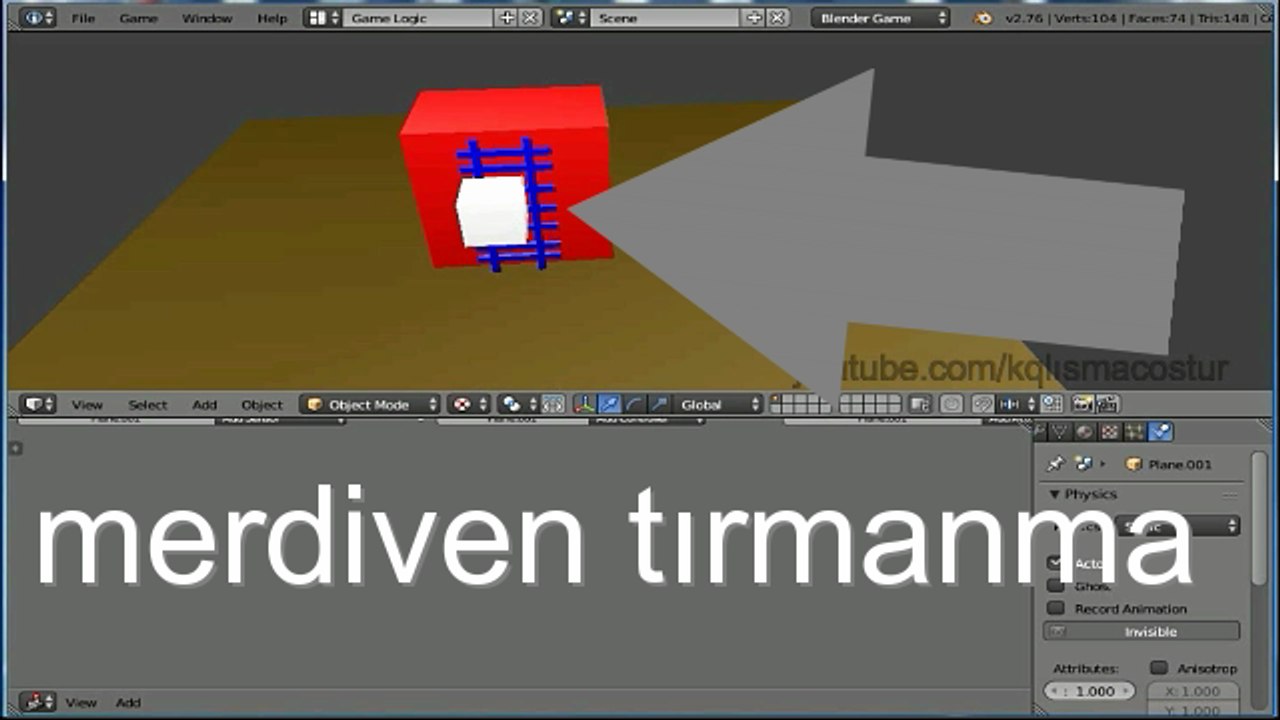 Blender 3D game merdiven tırmanma(ladder)