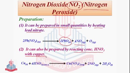 Preparation & Chemical Reactions of Nitrogen Dioxide