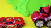 Angry Birds Red Bird Slingshot Slamway Playskool and Disney Cars Toy Mater and Lightning McQueen - YouTube
