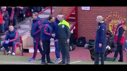 Louis van Gaal dives to the ground in hilarious protest at Arsenal's