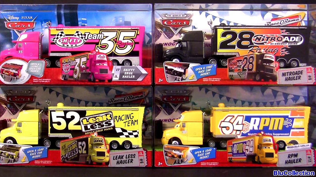 Disney Cars Trucks Hauler Nitroade, Leak Less, Shifty RPM Camión toys