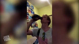 Guy Chugs An Entire Bottle of Syrup