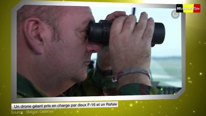 Un drone géant pris en charge par deux F-16 et un Rafale