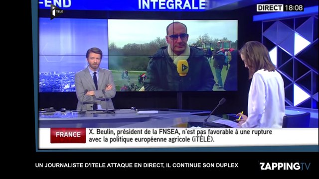 ITélé : Un journaliste agressé en plein direct, il continue son duplex ! (Vidéo)