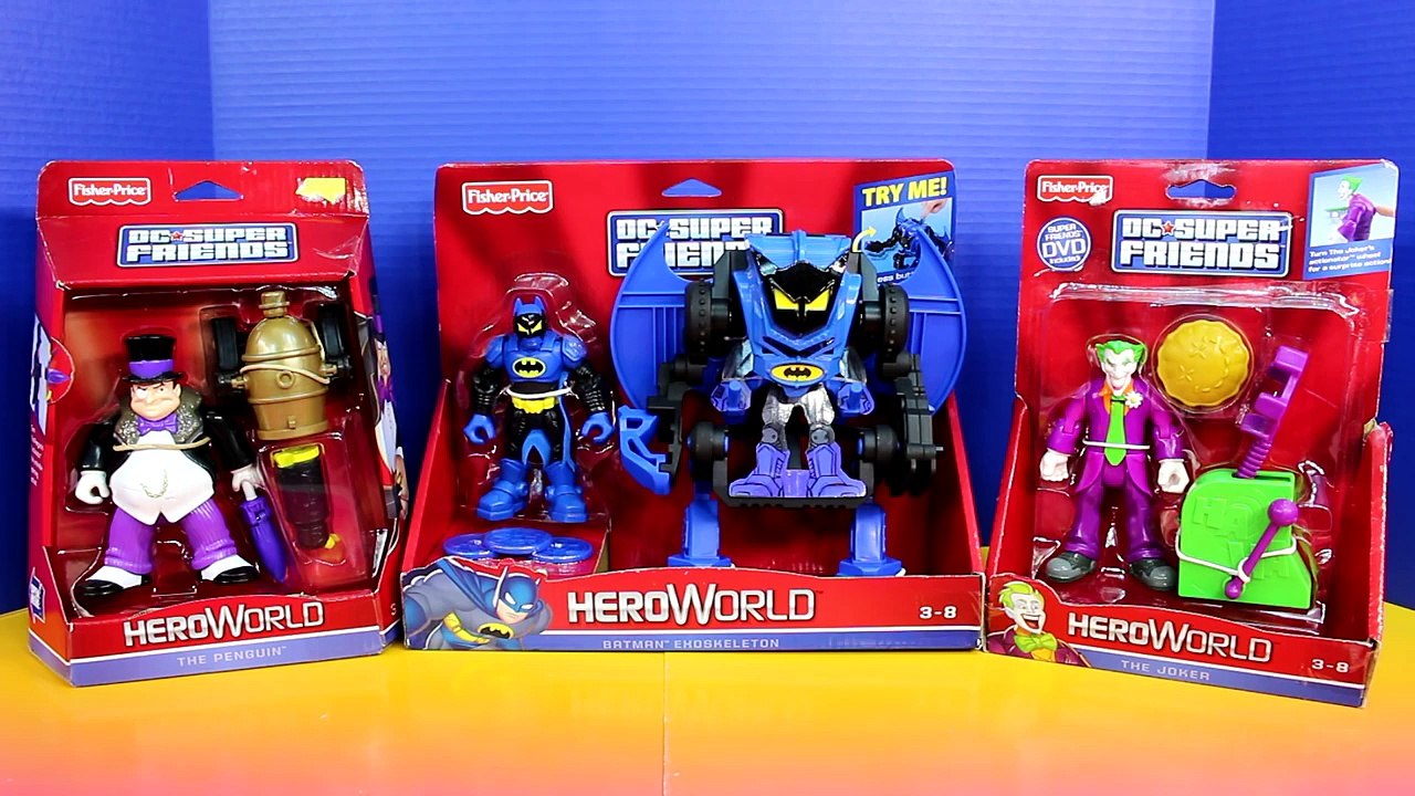Fisher Price Hero World DC Batman with Robot Exoskeleton Joker Penguin Launcher