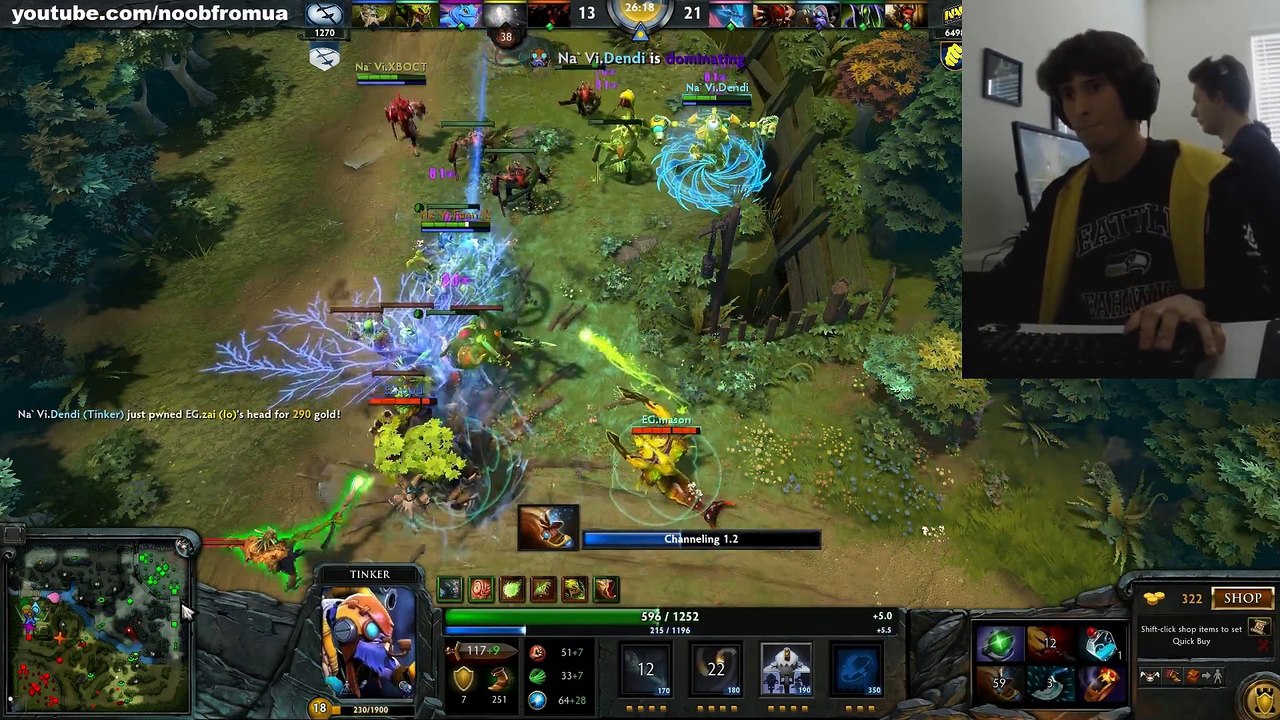 Dendi Tinker Pro LiveCam Na`Vi vs EG Dota 2