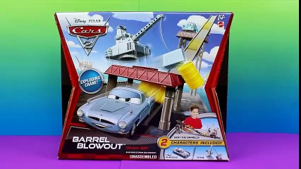 Disney Pixar Cars 2 Barrel Blowout Track Set Finn Mcmissile and Professor Z Escape Oil Rig