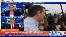 Encuestas muestran que yo vencería a Hillary Clinton: Ted Cruz al votar en Houston durante el ‘supermartes’