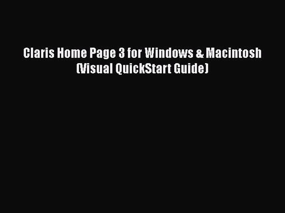 Download Claris Home Page 3 for Windows & Macintosh (Visual QuickStart Guide)  EBook