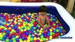 GIANT BALLOONS SURPRISE TOYS and Ball Pit challenge in huge pool Disney toys Ryan ToysRevi