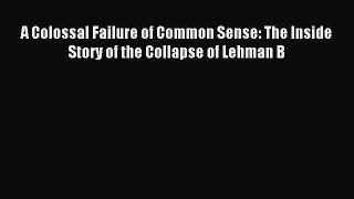 Read A Colossal Failure of Common Sense: The Inside Story of the Collapse of Lehman B Ebook