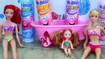 BARBIE Foam Bath MERMAIDS Mr Bubble Bath Time Fun! Foam Soap Dress Up & Makeover   Ariel