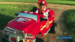 FIRE TRUCK FOR KIDS POWER WHEELS RIDE ON Paw Patrol Video Marshall Put out Fire Egg Surpri