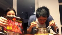 Korean Fire Noodle Challenge | It hurts so bad! ft. my sister!