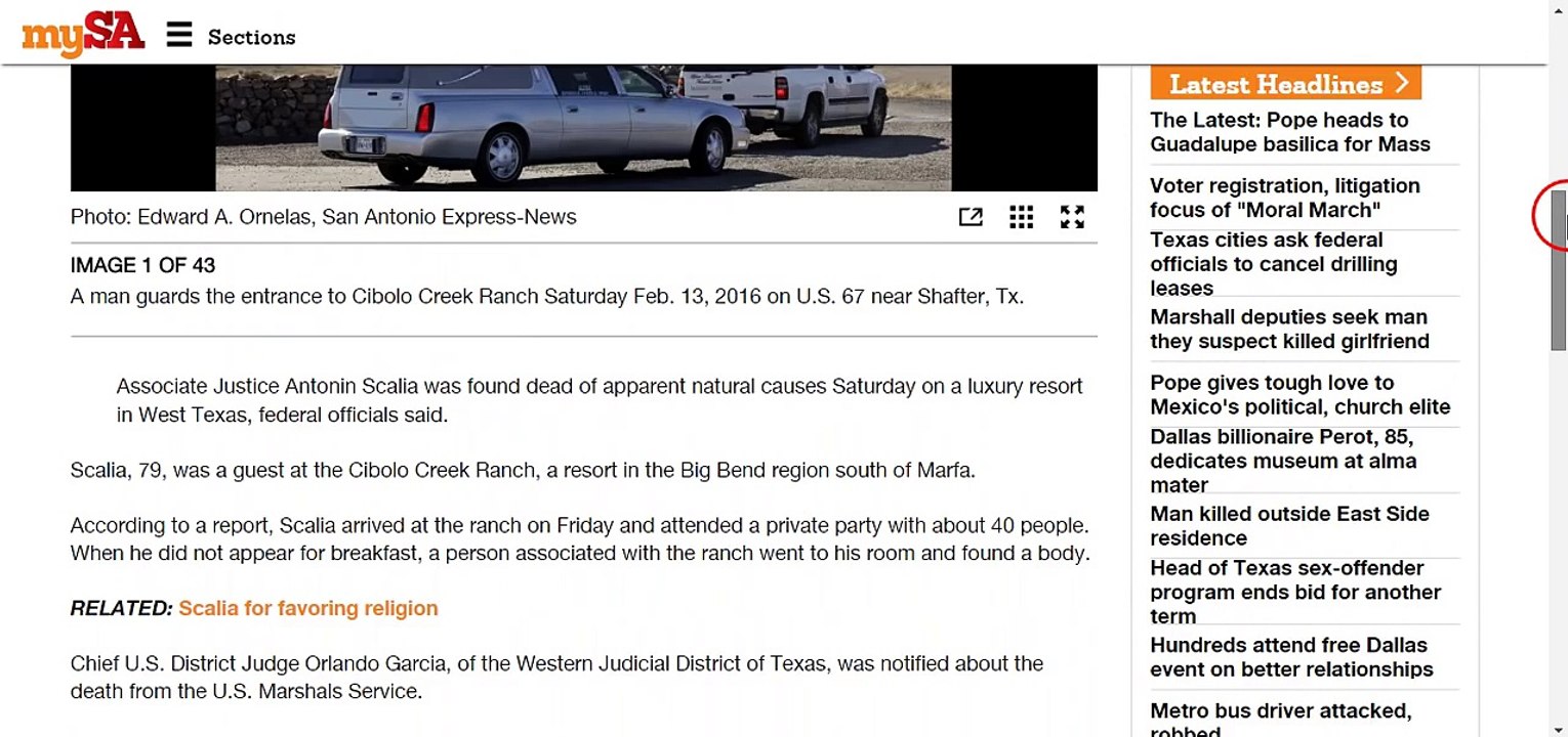 #Breaking News: U.S. Supreme Court Justice Antonin Scalia Found dead