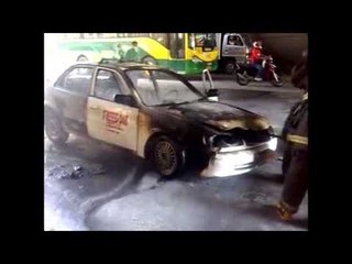 Cab catches fire in QC, driver unhurt