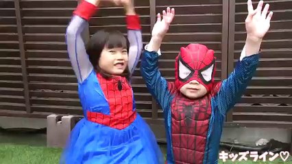Spiderman VS Black Spiderman with Lion Dog SuperHeroes Kids Spiderman Kids