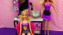 Barbie Gives Disney Princess Rapunzel a Hair Makeover at the NEW Hair Style Salon   Tangle