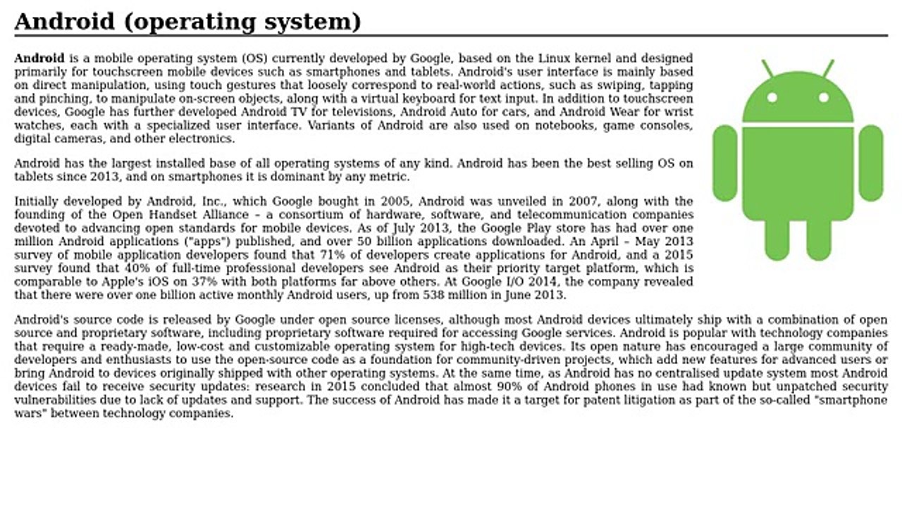 Android operating system 1 (1024p FULL HD)