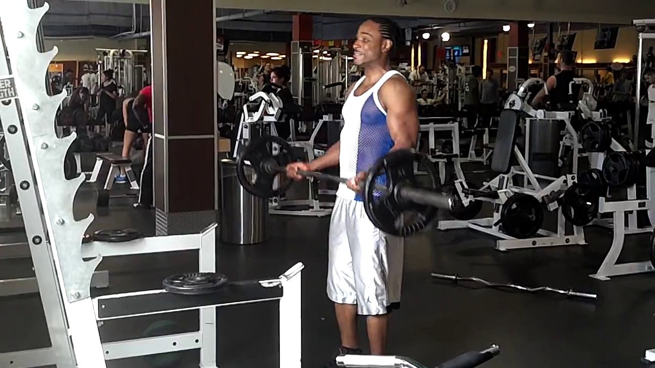 105 barbell curls for 10 reps