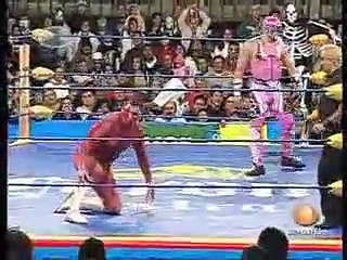 AAASinLimite 2009-01-18 Guanjuato 05 Abyss, Konnan & Electroshock vs. Abismo Negro, La Parka & El Mesias