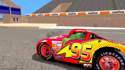 BRUTAL !! Hulk ride his Destroy Lightning McQueen Cars Disney Pixar HD