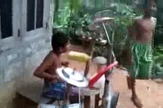 Amzing talent from 10 year old indian boy playing drums without instrument
