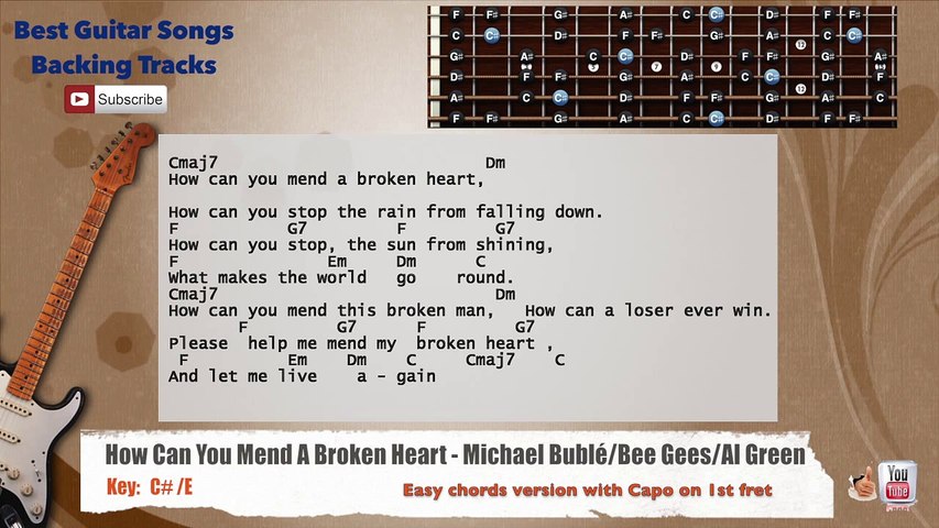 How Can You Mend A Broken Heart Michael Buble Guitar Backing