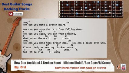 Télécharger la video: How Can You Mend A Broken Heart - Michael Buble Guitar Backing Track with scale, chords and lyrics