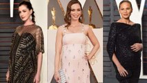 Chrissy Teigen,Anne Hathaway  Pregnant Mommies at Vanity Fair Oscars