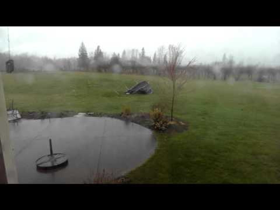 Washington Wind Storm Flips Trampoline