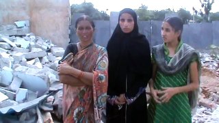 Telangana labour woman Sarvary begum talking about her demolished home at hyderabad,india.