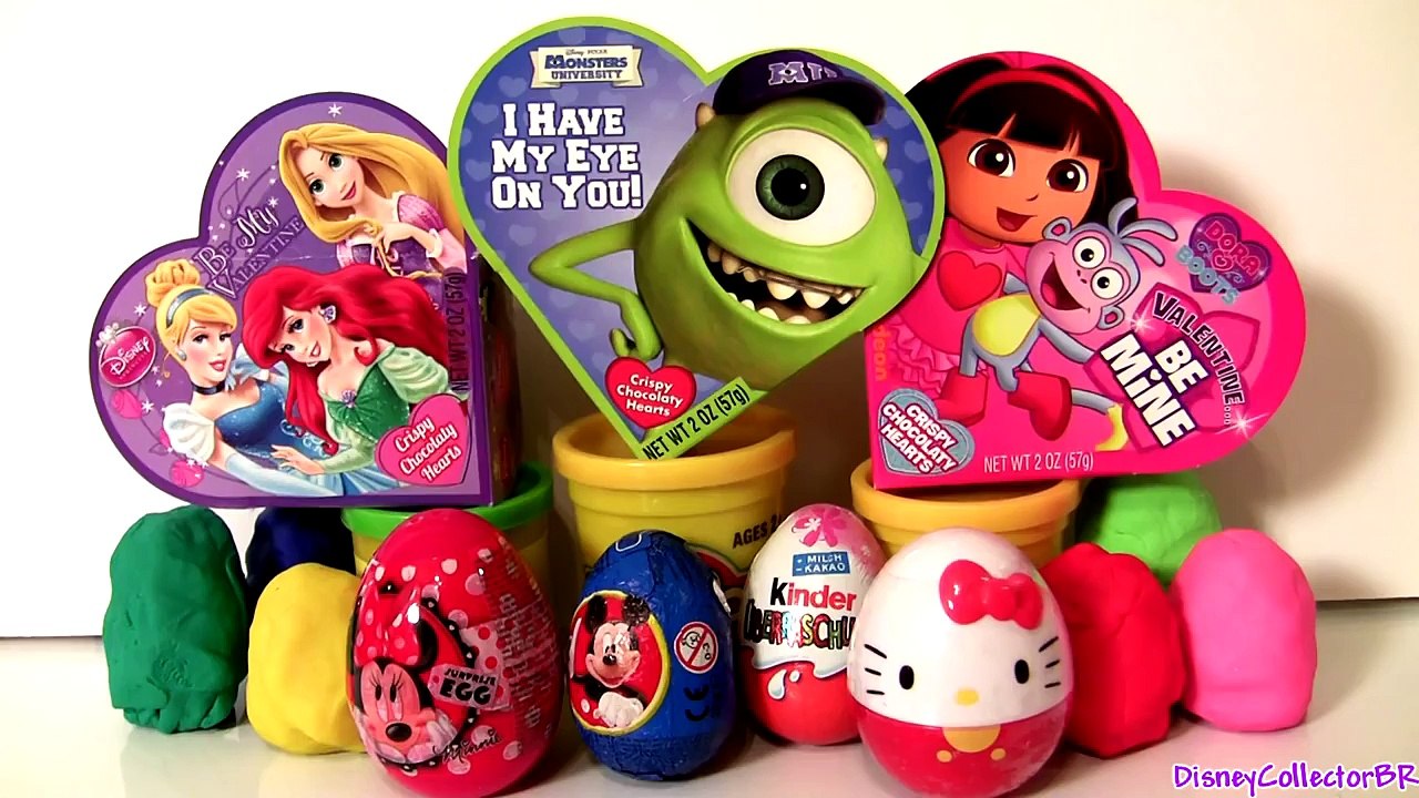 TOY SURPRISE Valentines Day Disney Princess Kinder Egg Minnie Mickey Mouse Clubhouse Huevos