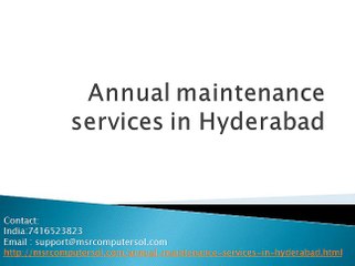 Annual Maintenance Contract Service in Hyderabad | Computer AMC Services in Hyderabad