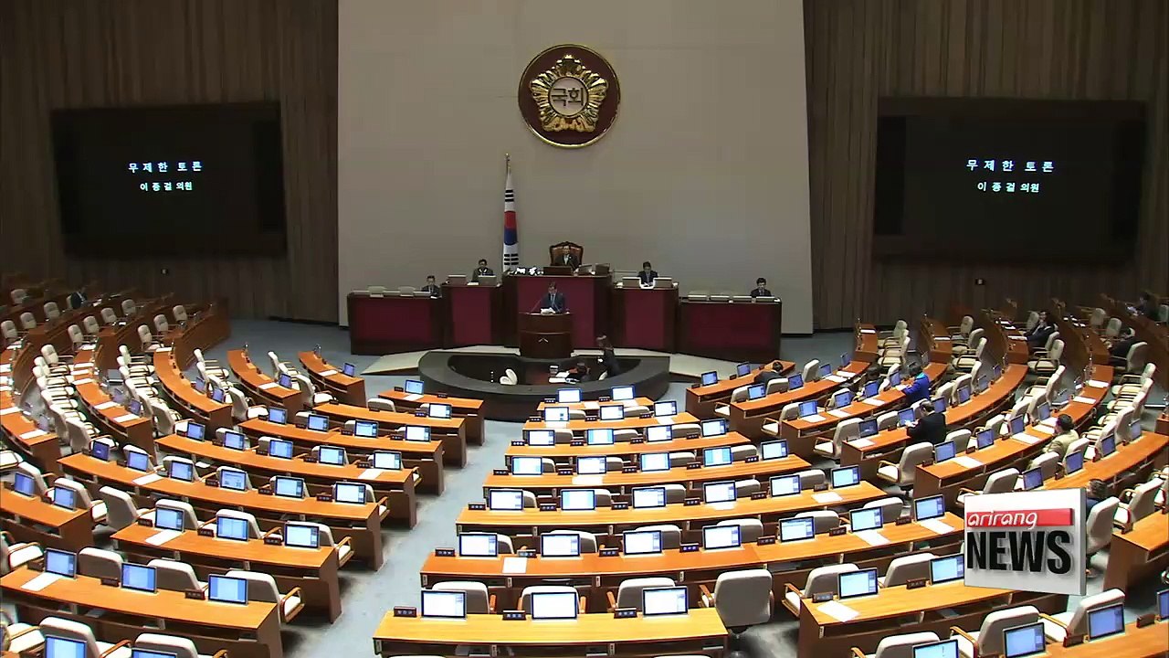 Opposition party floor leader continues speaking even after announcing end to marathon filibuster