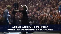 Adele aide une femme à faire sa demande en mariage lors d'un concert