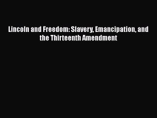 PDF Lincoln and Freedom: Slavery Emancipation and the Thirteenth Amendment  Read Online