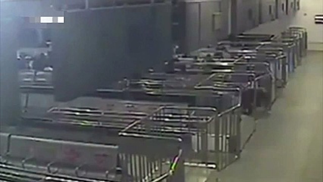 Un débile se coince la tête dans une barrière