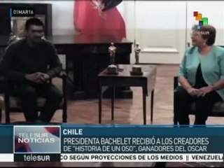 Chile: Bachelet recibe a los creadores del corto "Historia de un Oso"