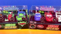 Disney Cars Pixar Disney Store Neon Light Up 3 pk Die Cast Set Lightning McQueen Race Car