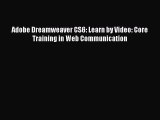 PDF Adobe Dreamweaver CS6: Learn by Video: Core Training in Web Communication  EBook
