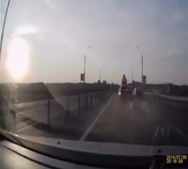 A motorcyclist ejected from his motorcycle!