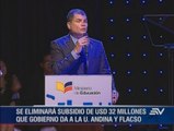 Presidente Correa anuncia eliminación de subsidios a dos universidades